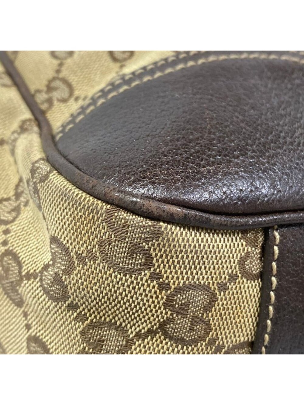 Gucci Tote Beige Dark Brown Leather - Picture 6 of 15